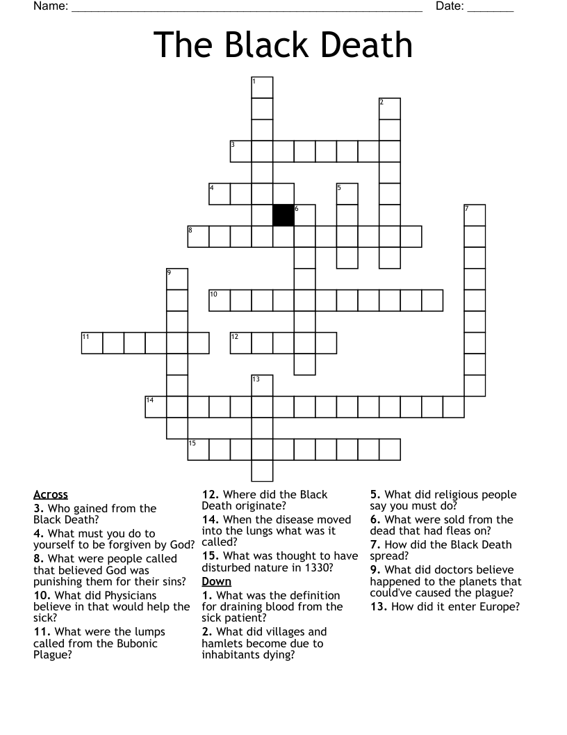 The Black Death Crossword