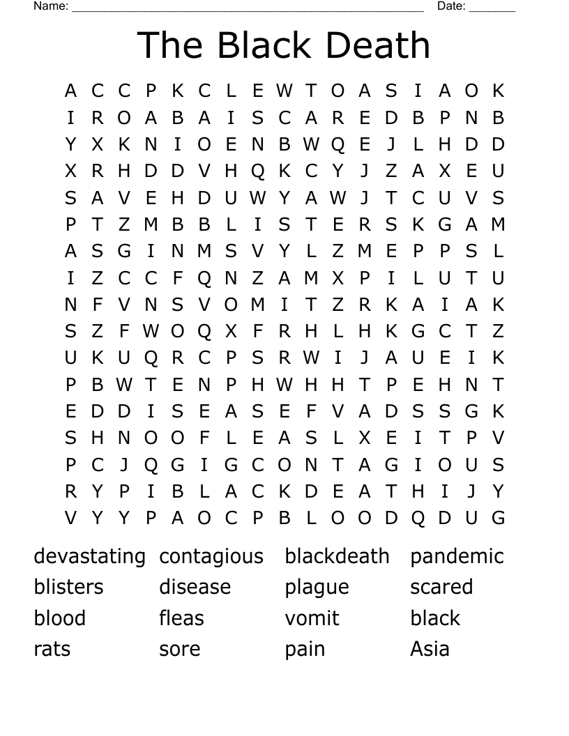 The Black Death Word Search