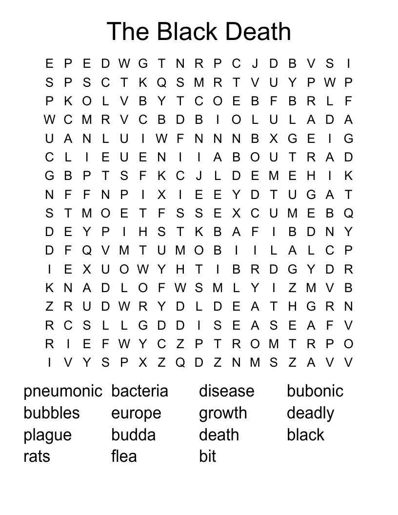 The Black Death Word Search