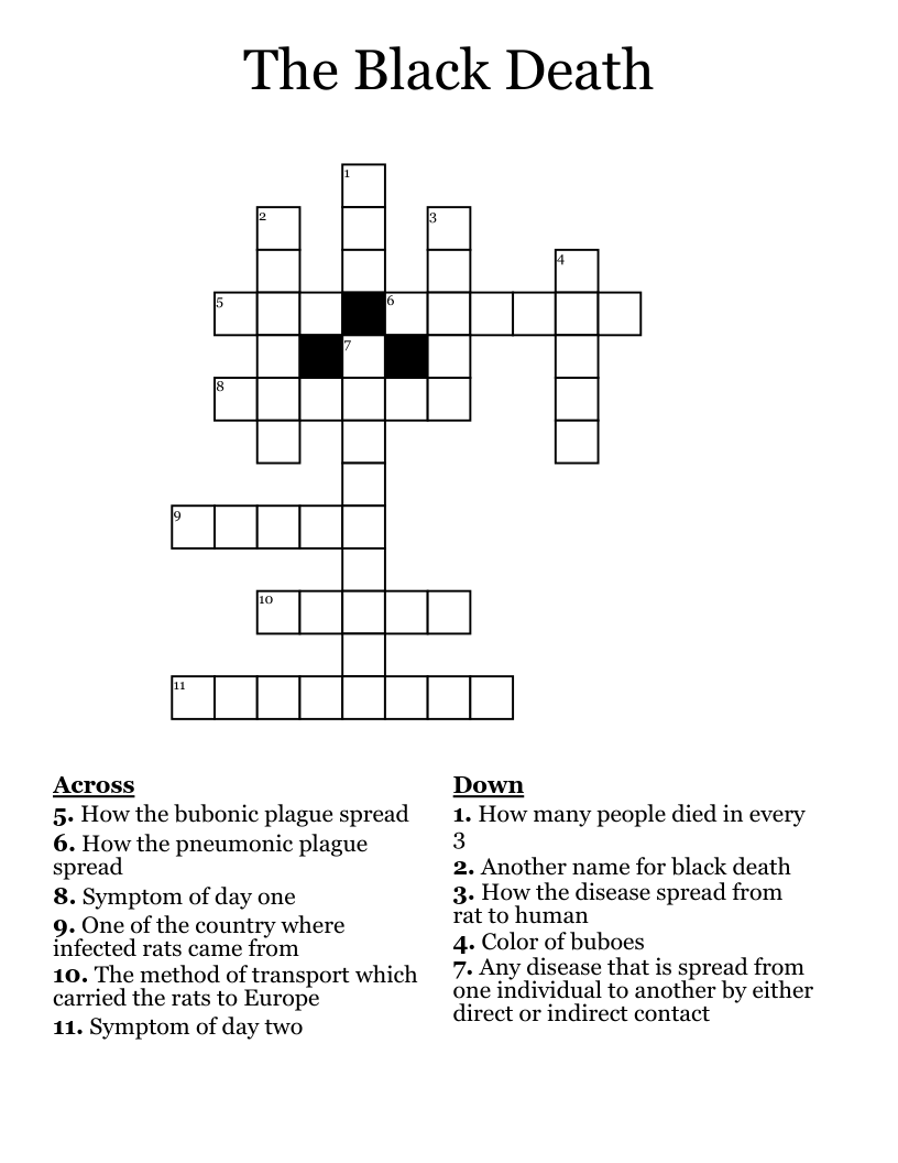 The Black Death Crossword