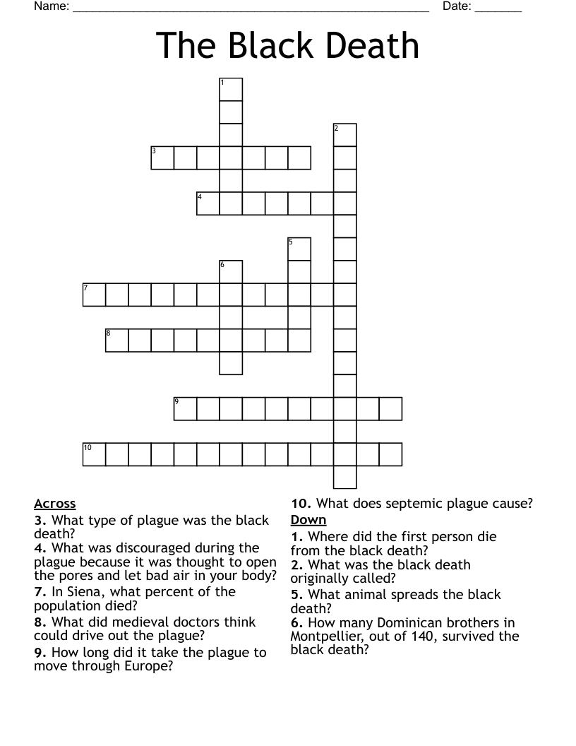 The Black Death Crossword