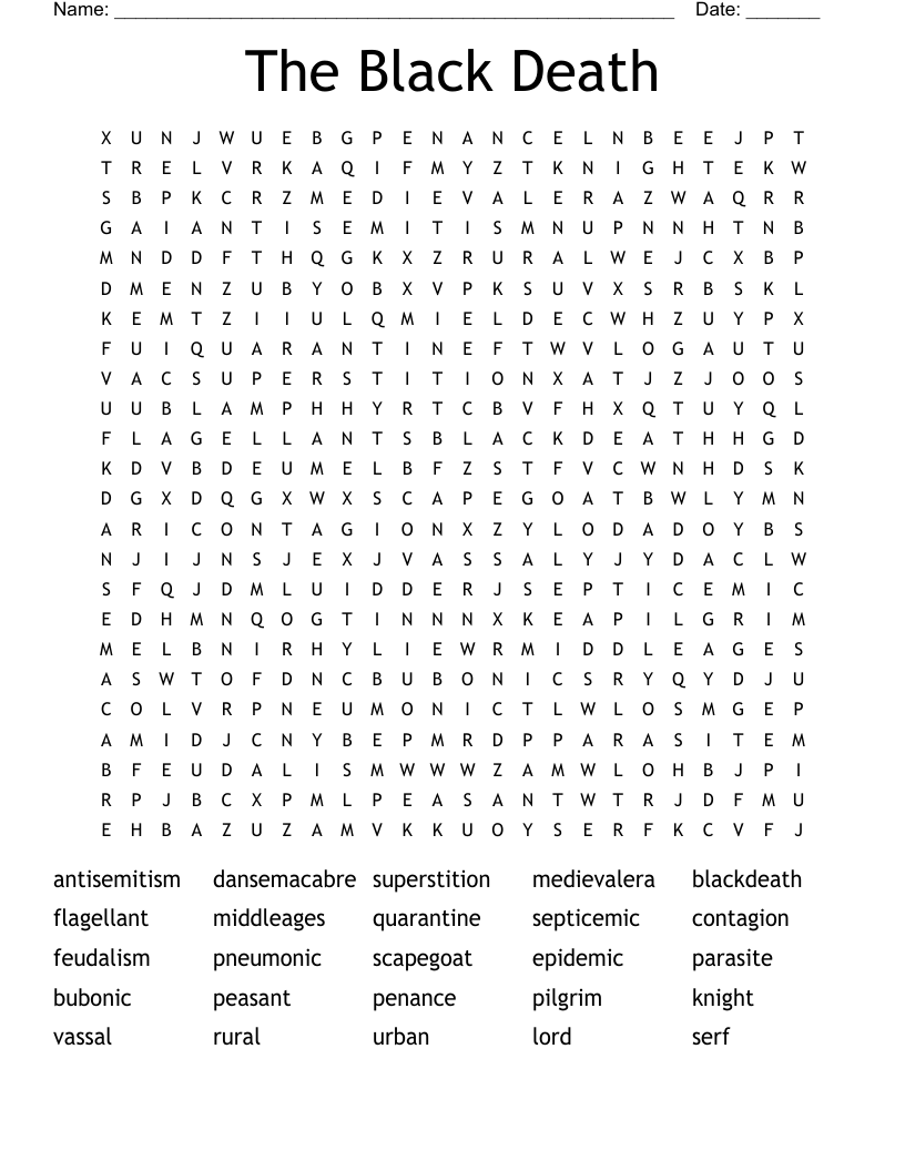 The Black Death Word Search