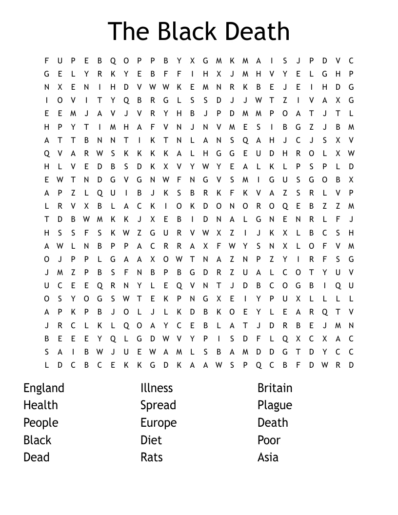 The Black Death  Word Search