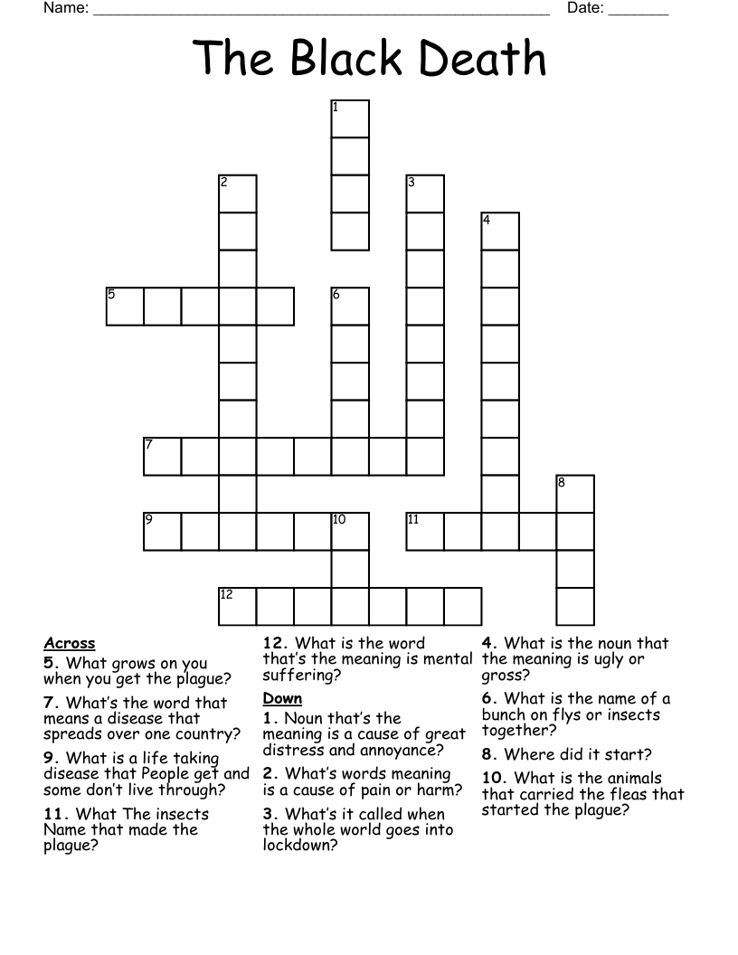 The Black Death  Crossword