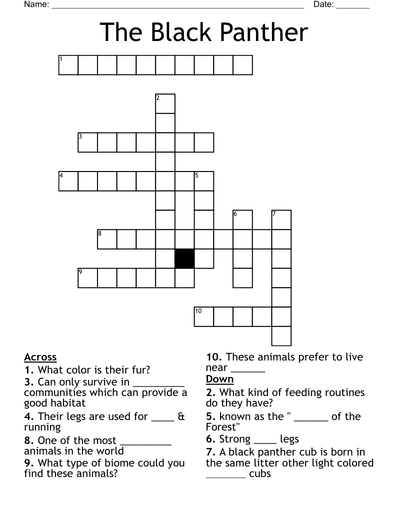 The Black Panther Crossword