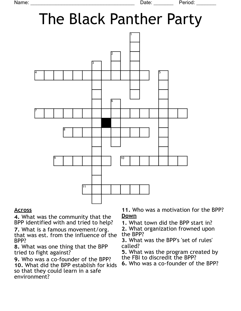 The Black Panther Party Crossword