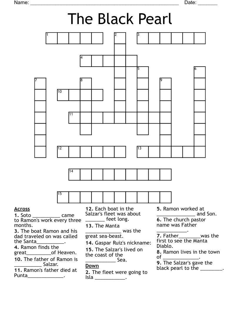 The Black Pearl  Crossword