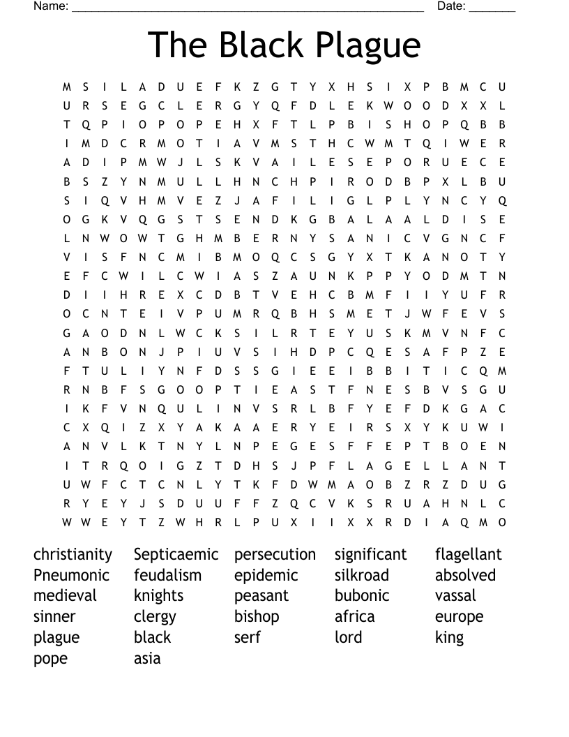 The Black Plague Word Search