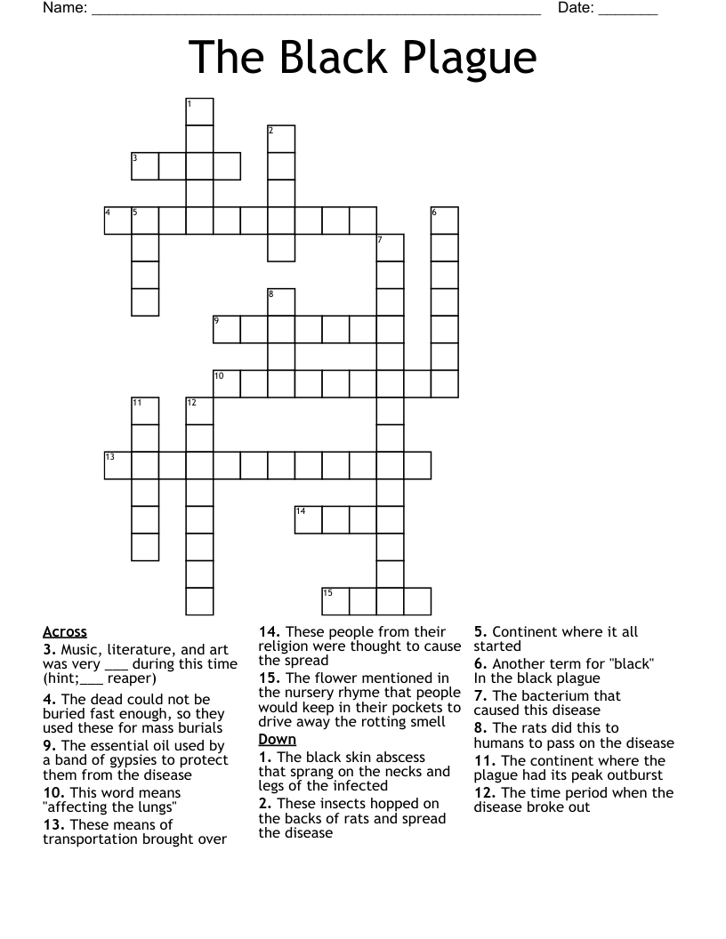 The Black Plague Crossword