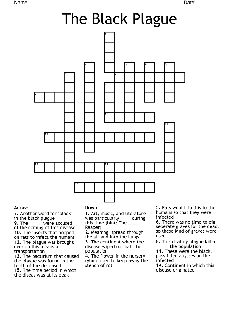 The Black Plague Crossword