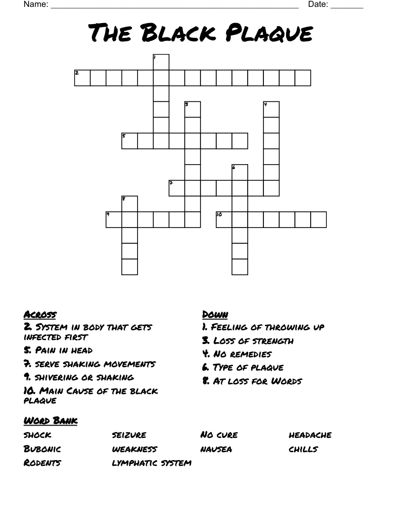The Black Plaque Crossword