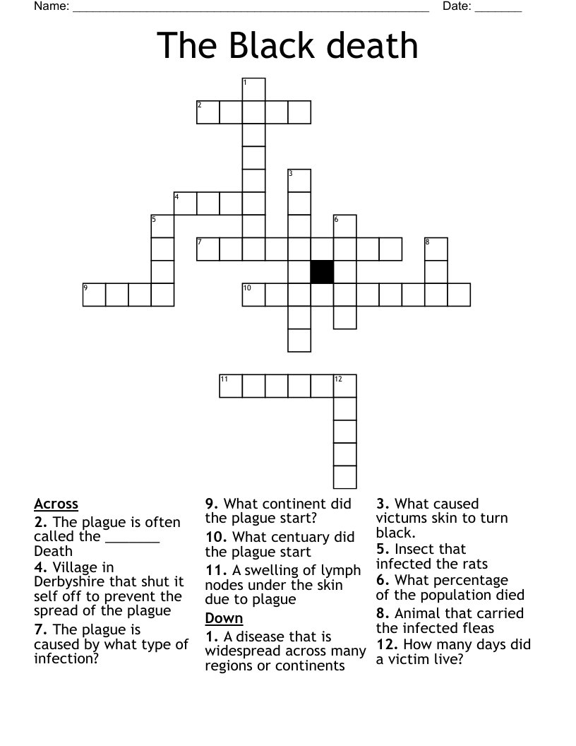 The Black death Crossword