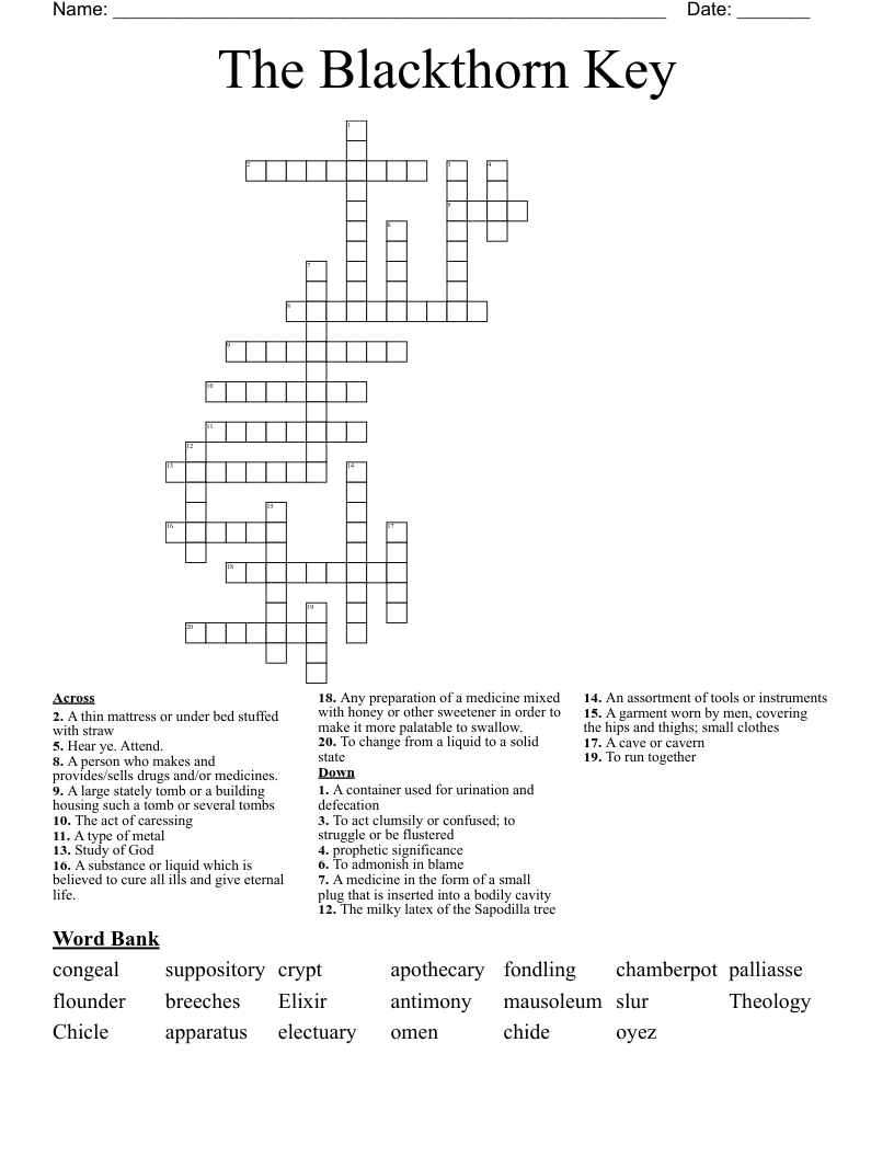 The Blackthorn Key Crossword
