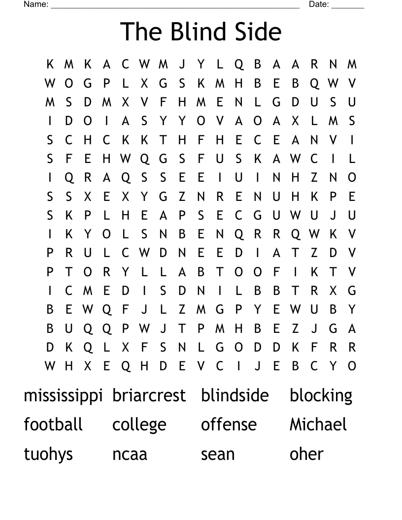 The Blind Side Word Search