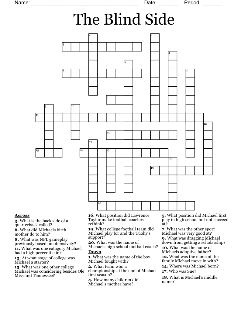 The Blind Side Crossword