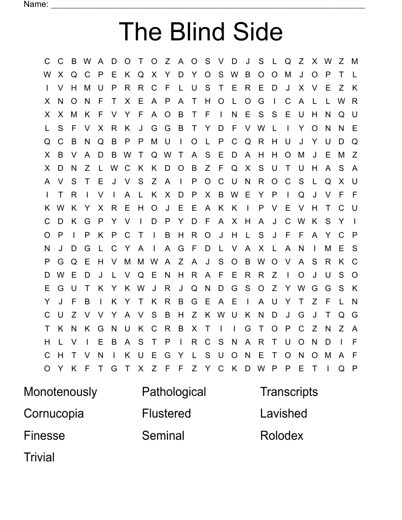 The Blind Side Word Search