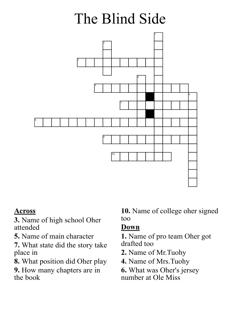 The Blind Side Crossword