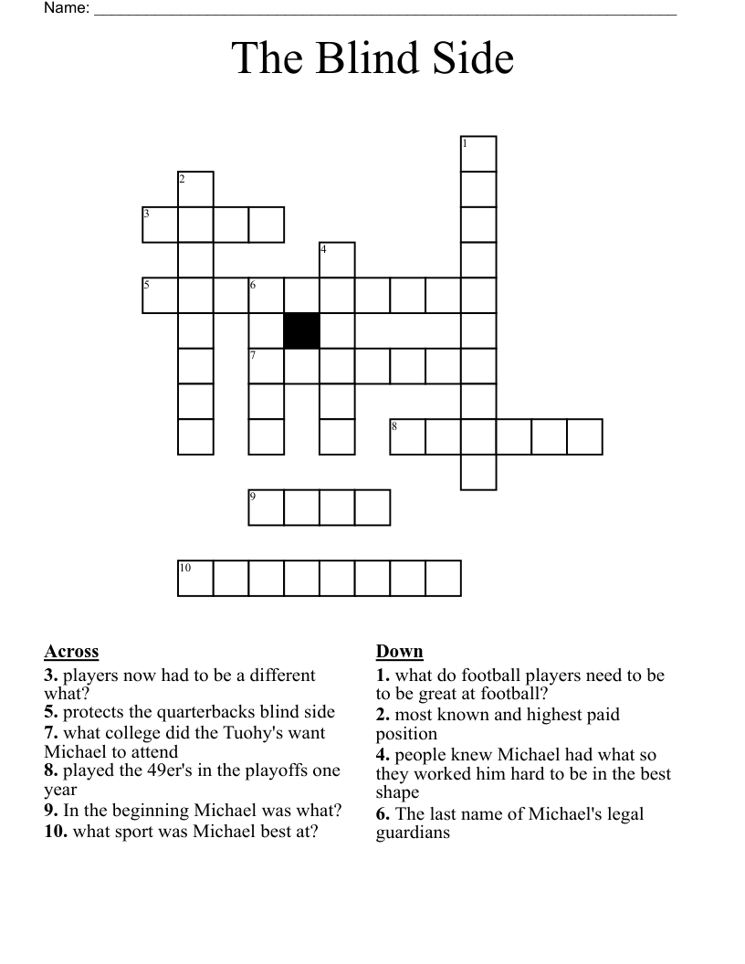 The Blind Side Crossword
