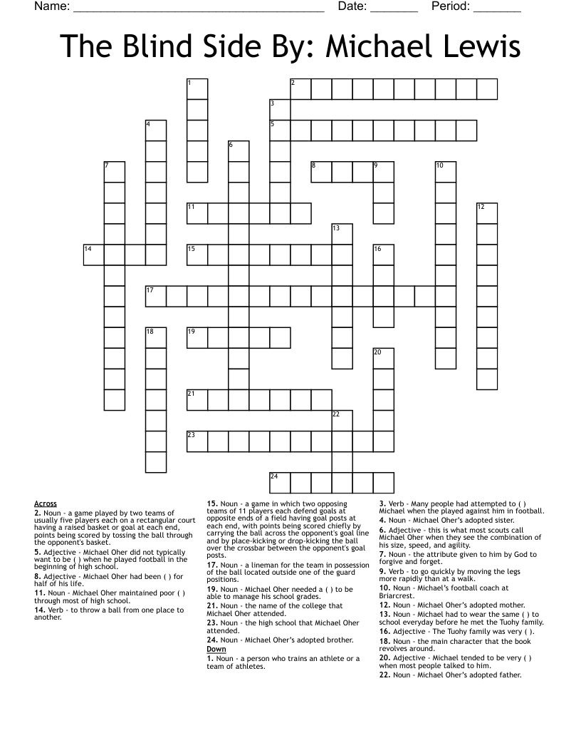The Blind Side By: Michael Lewis Crossword