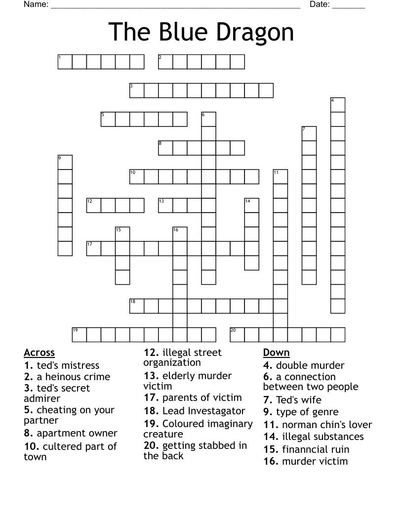 The Blue Dragon Crossword