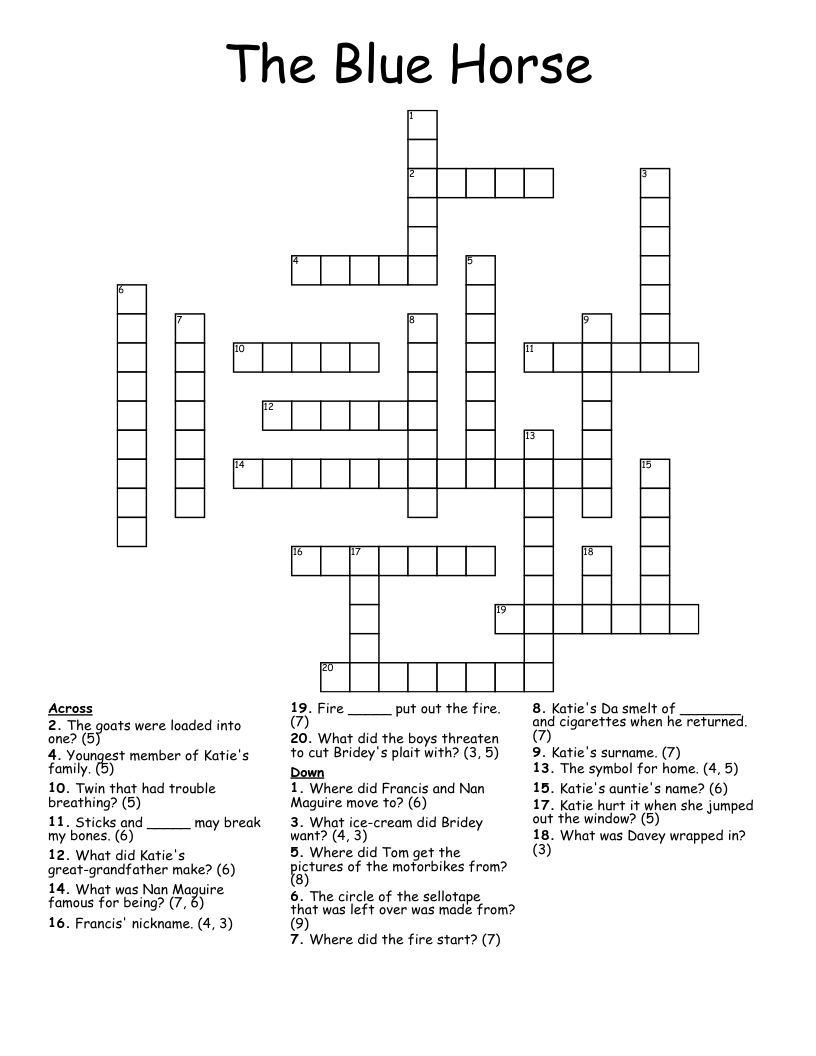 The Blue Horse Crossword