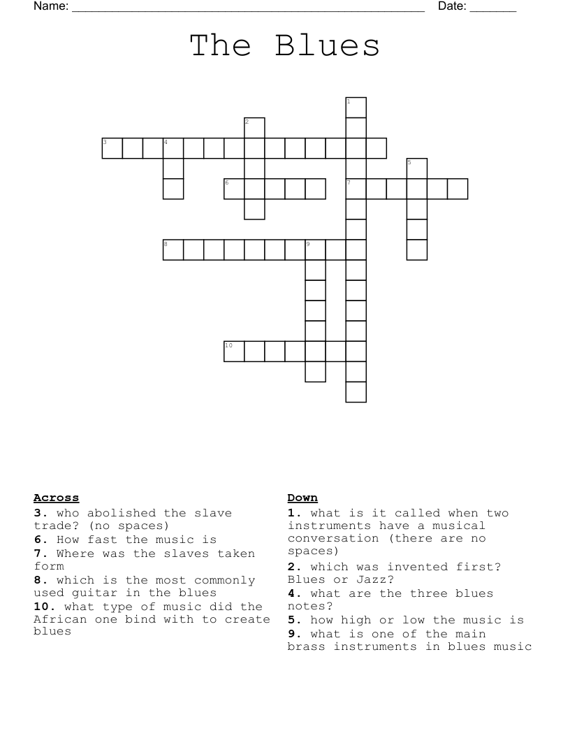 The Blues Crossword