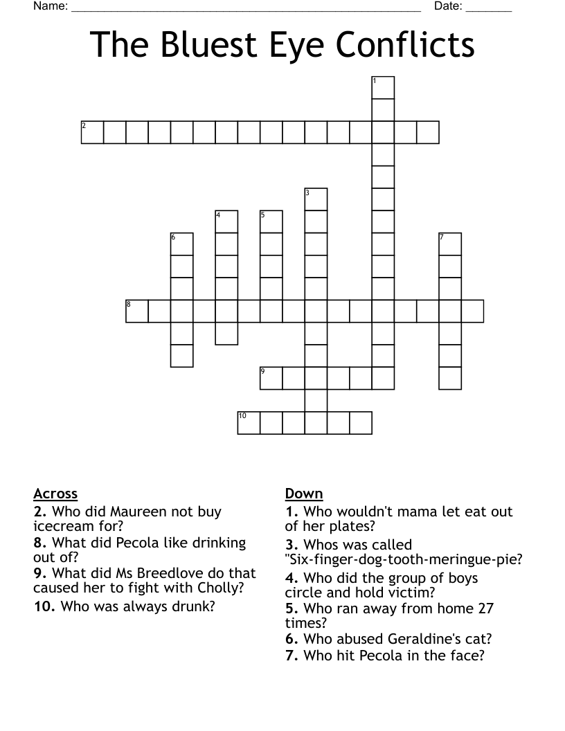 The Bluest Eye Conflicts Crossword