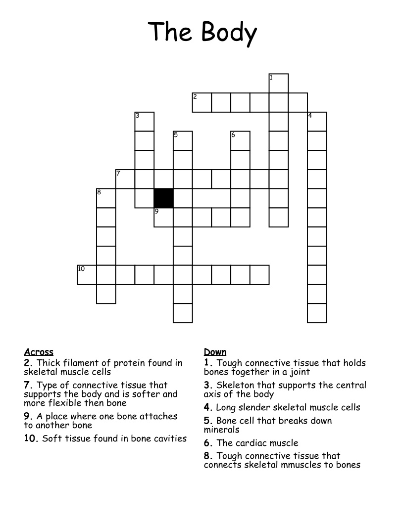 The Body  Crossword