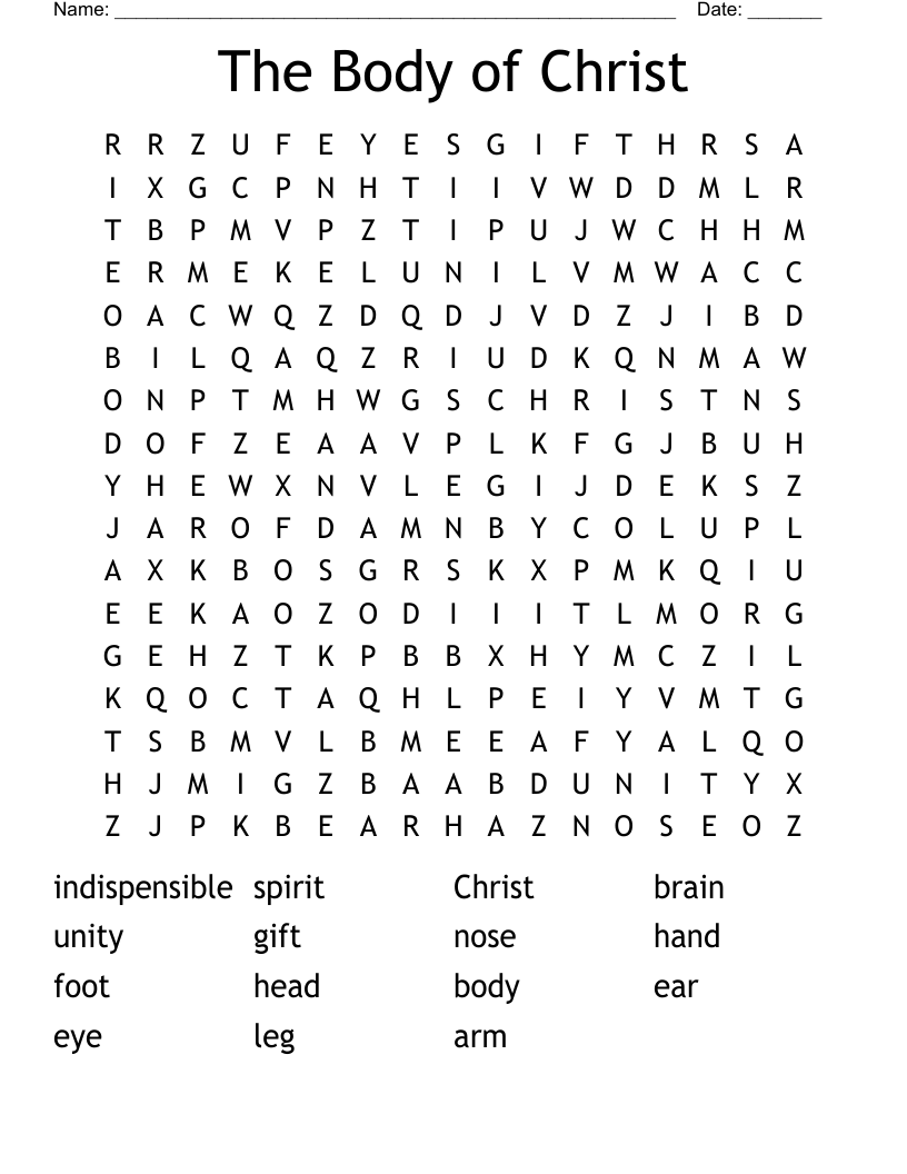 The Body of Christ Word Search