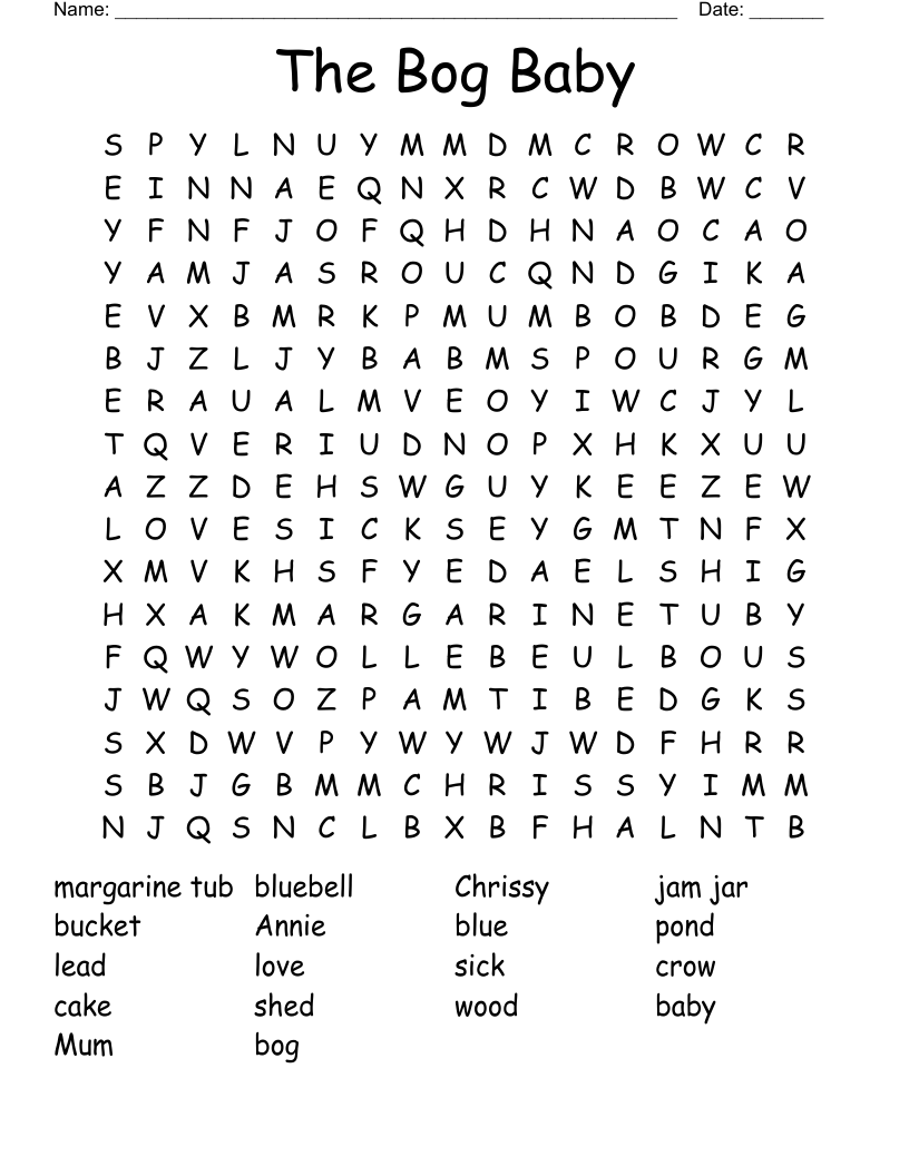 The Bog Baby Word Search