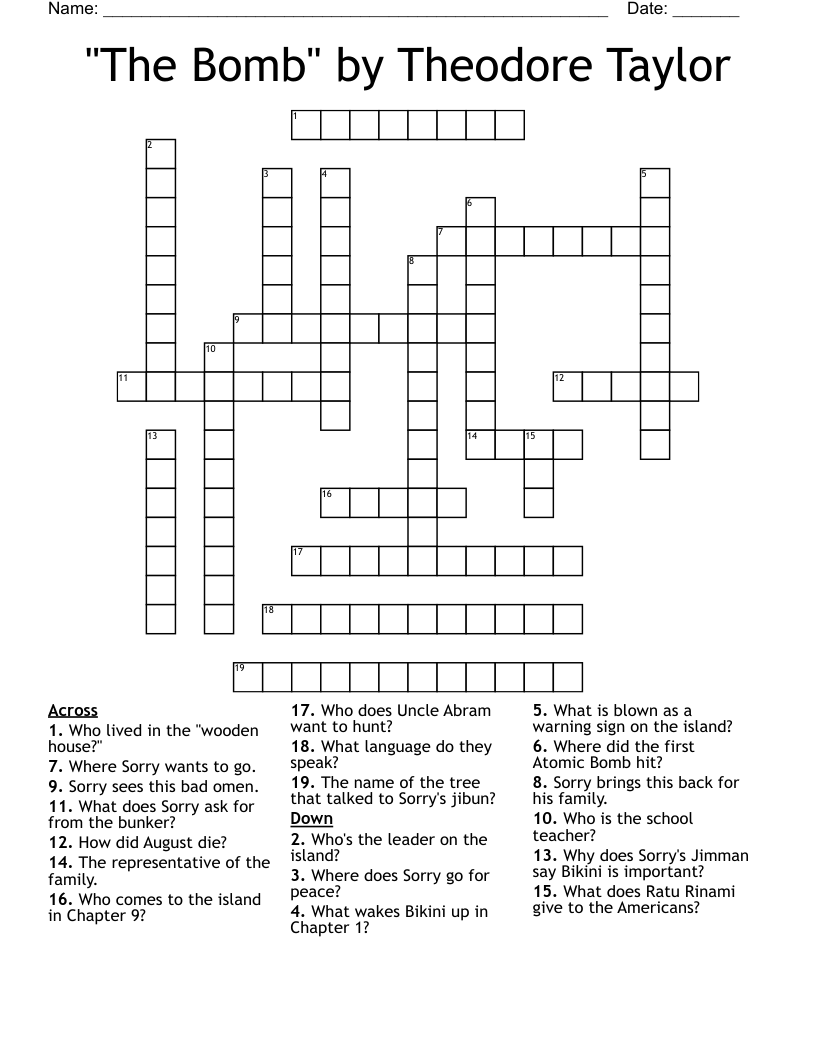 "The Bomb" by Theodore Taylor Crossword