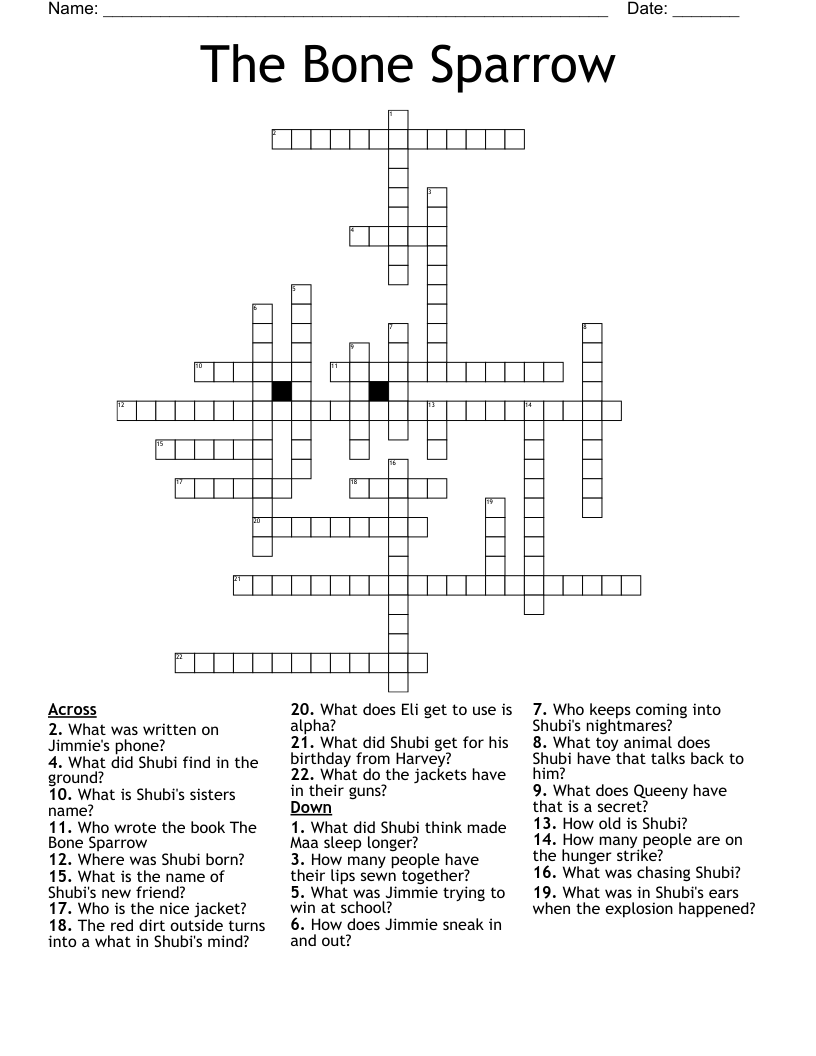 The Bone Sparrow Crossword