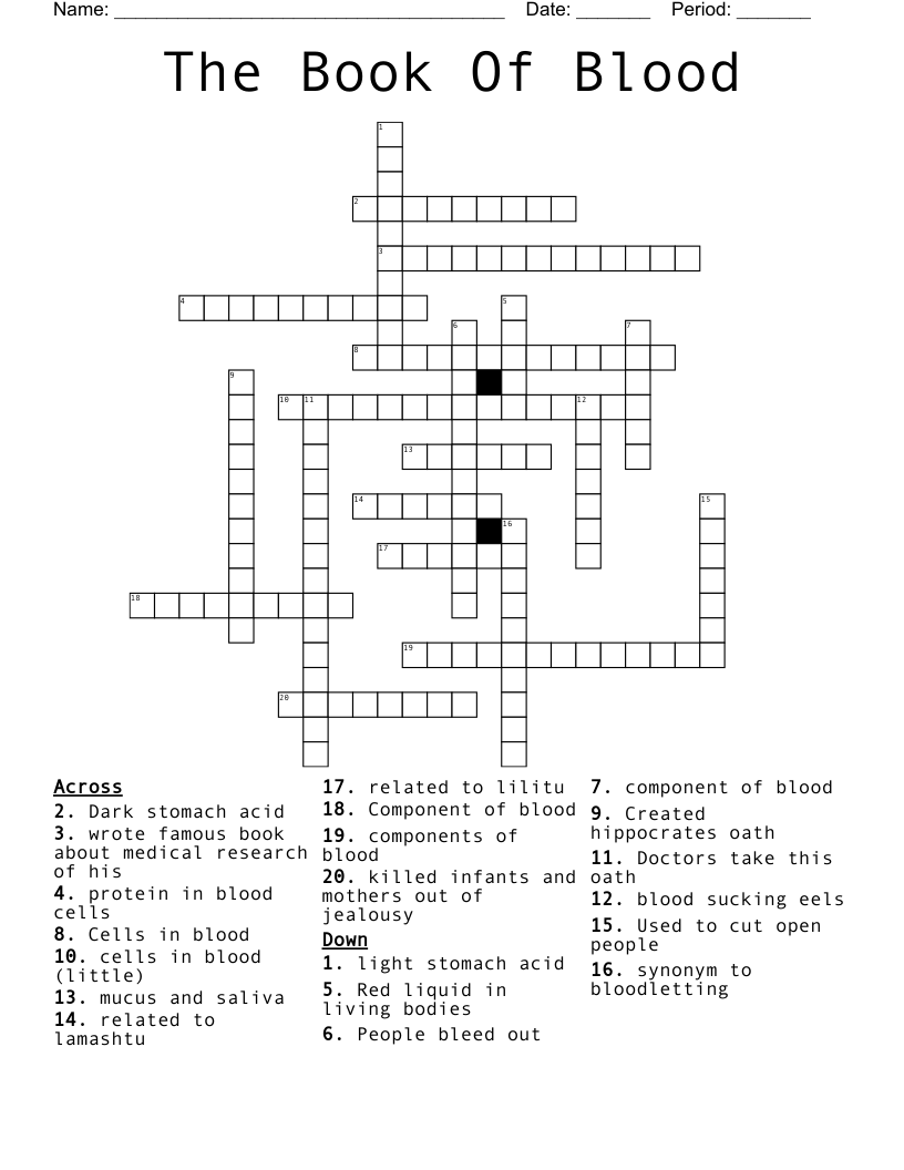 The Book Of Blood Crossword