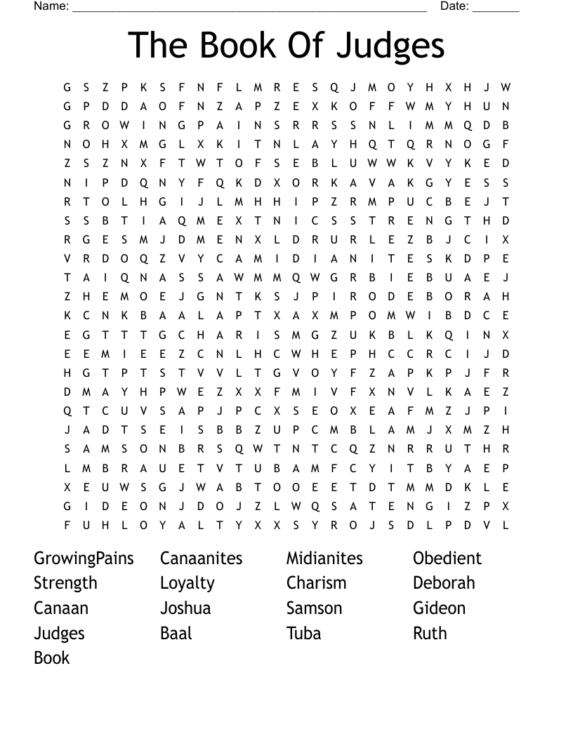 The Book Of Judges Word Search