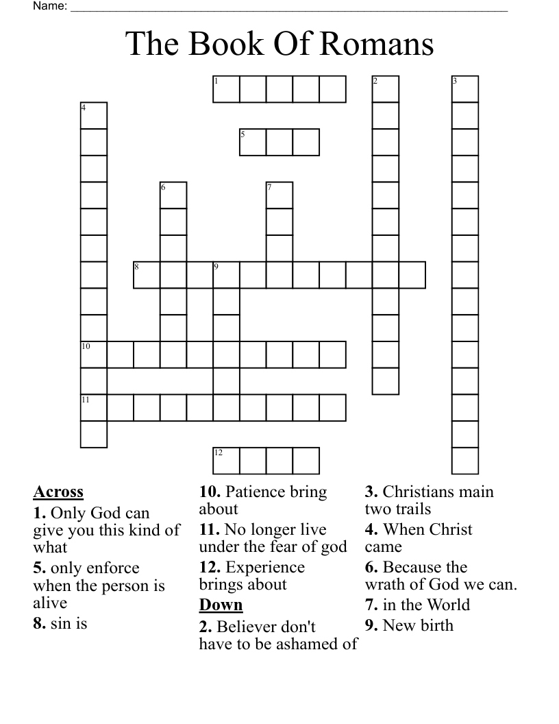 The Book Of Romans Crossword