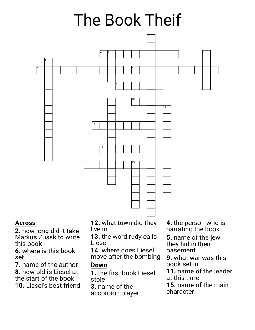 The Book Theif Crossword