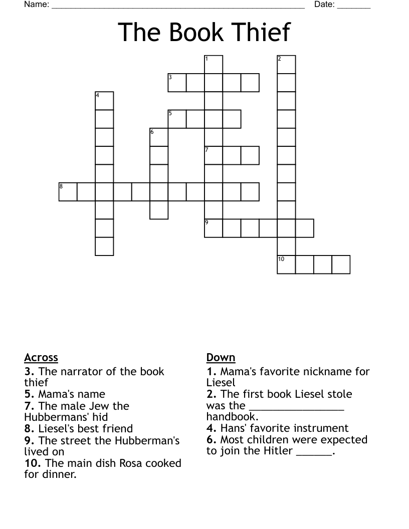 The Book Thief Crossword