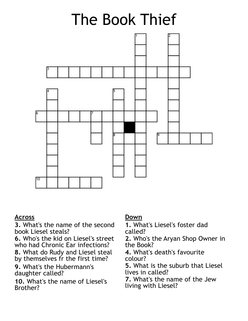 The Book Thief Crossword
