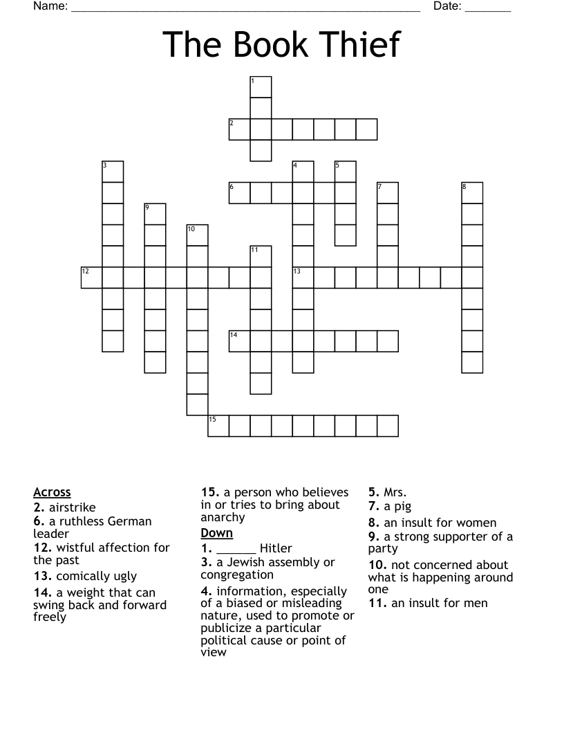 The Book Thief Crossword