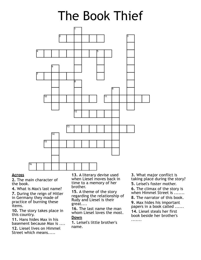 The Book Thief Crossword