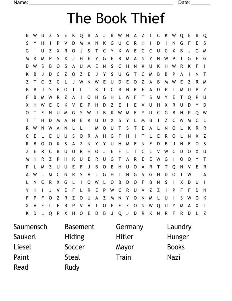 The Book Thief Word Search