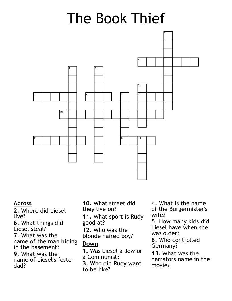 The Book Thief Crossword