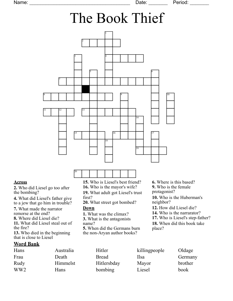 The Book Thief Crossword