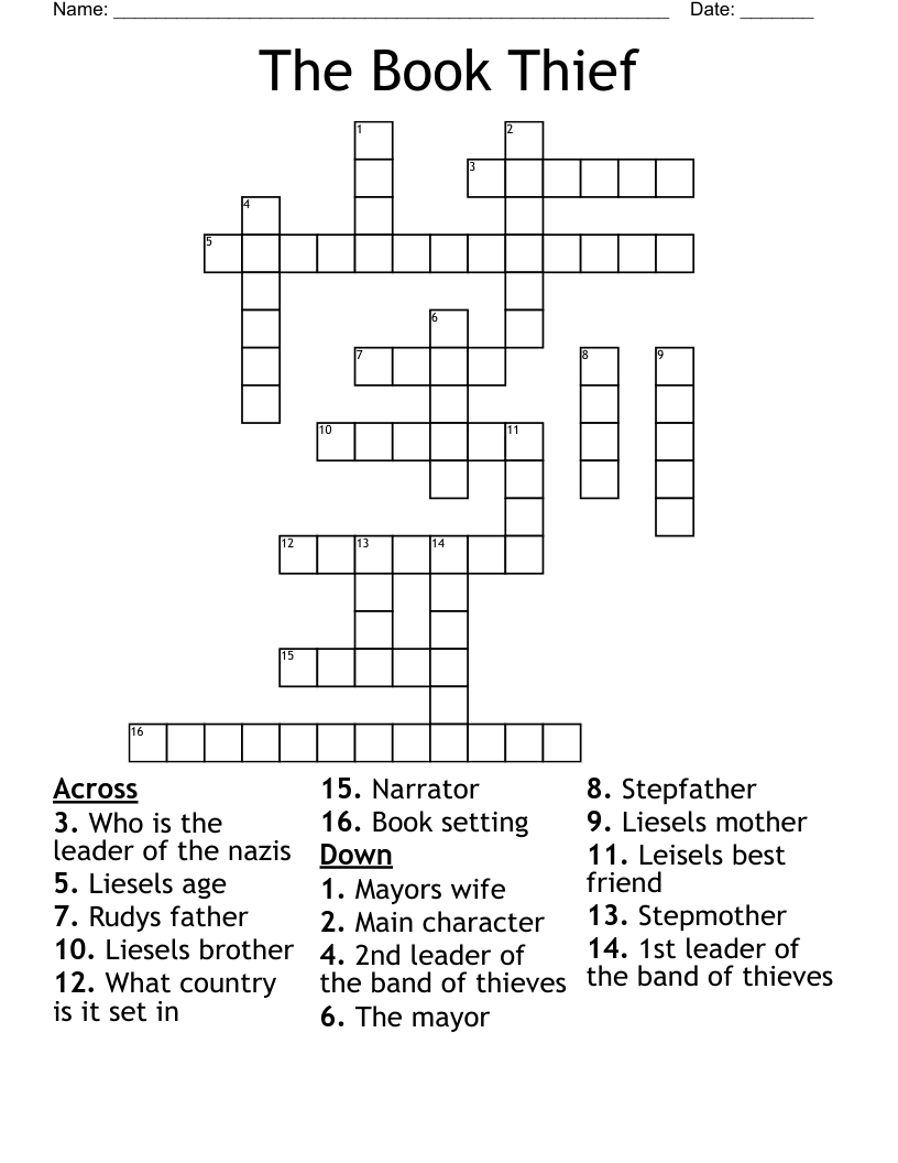 The Book Thief Crossword