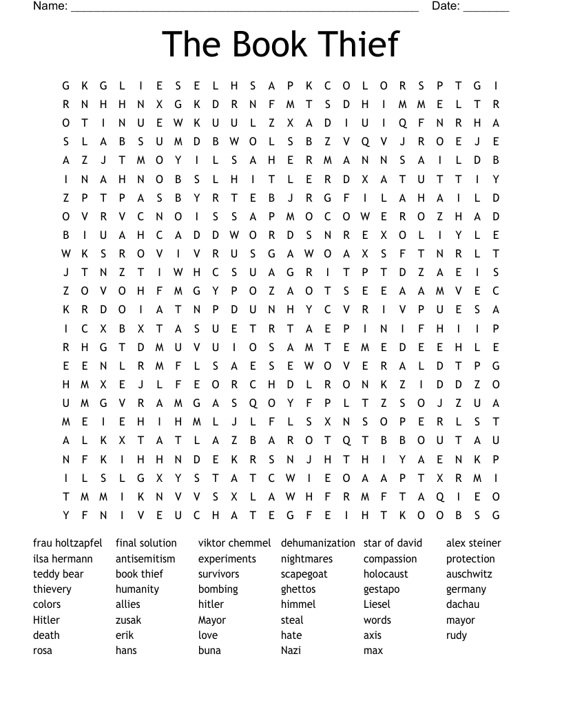 The Book Thief Word Search