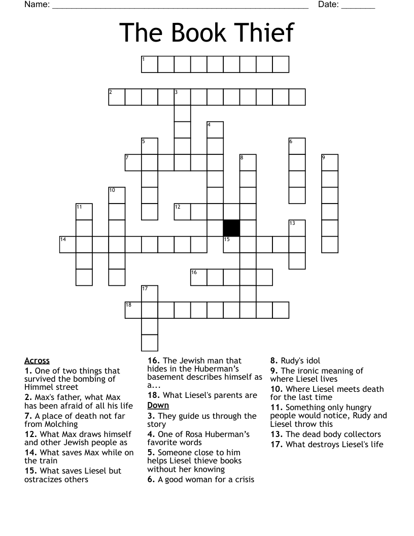 The Book Thief Crossword