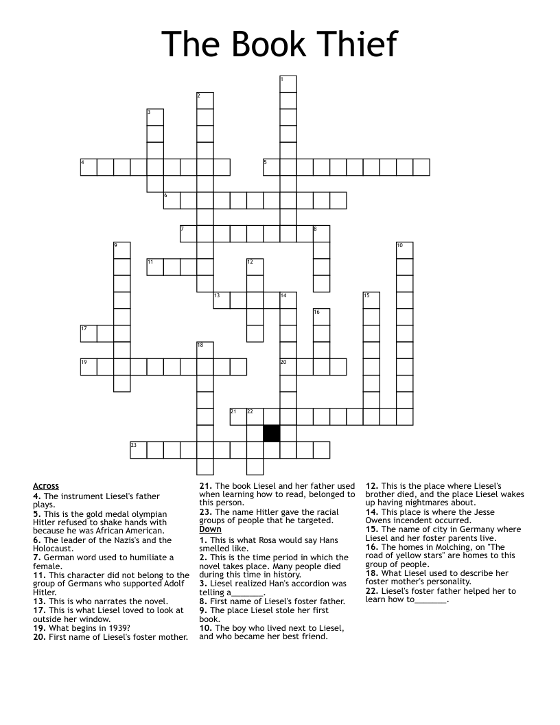 The Book Thief Crossword