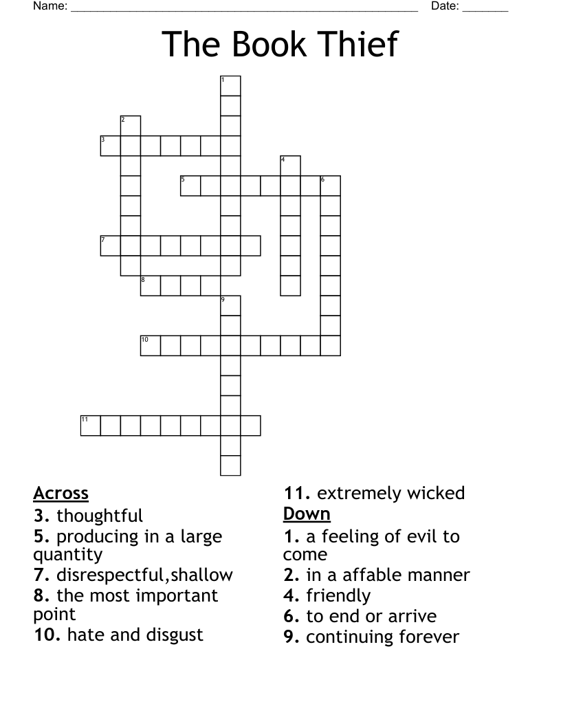 The Book Thief Crossword