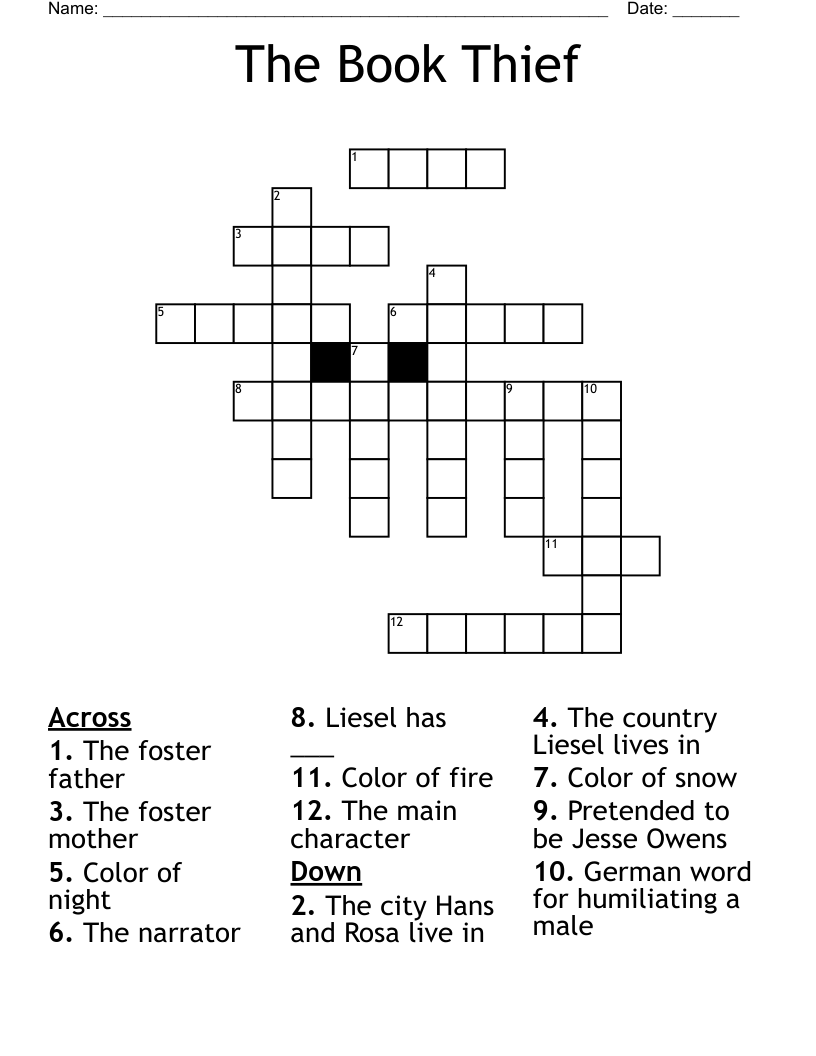 The Book Thief Crossword