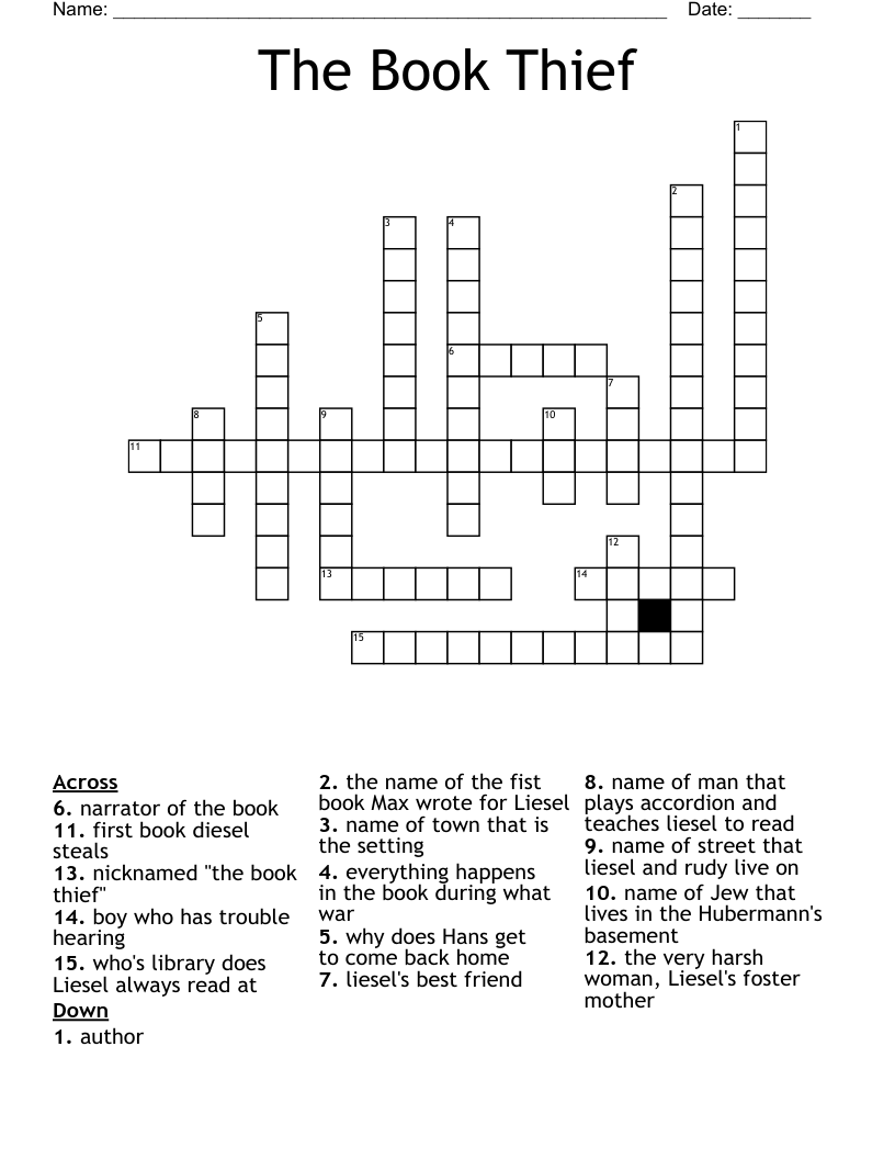 The Book Thief Crossword